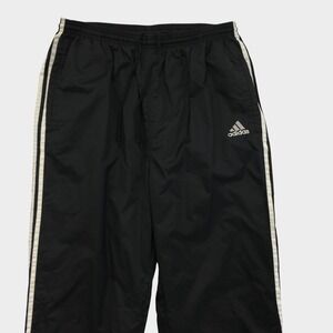 Adidas Vintage Track Pants Mens XL Black White Stripe Nylon Windbreaker Joggers